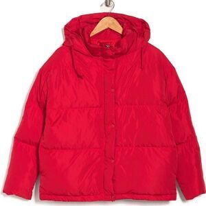 Rebecca Minkoff Zayne Puffer Jacket Color Red Hooded Size L